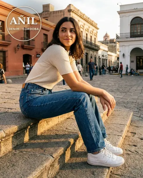 Imagen de Añil Denim: El Jean Recto en un momento real: una tarde afuera